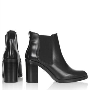 Top Shop Missile Black Leather Ankle Boots 9.5